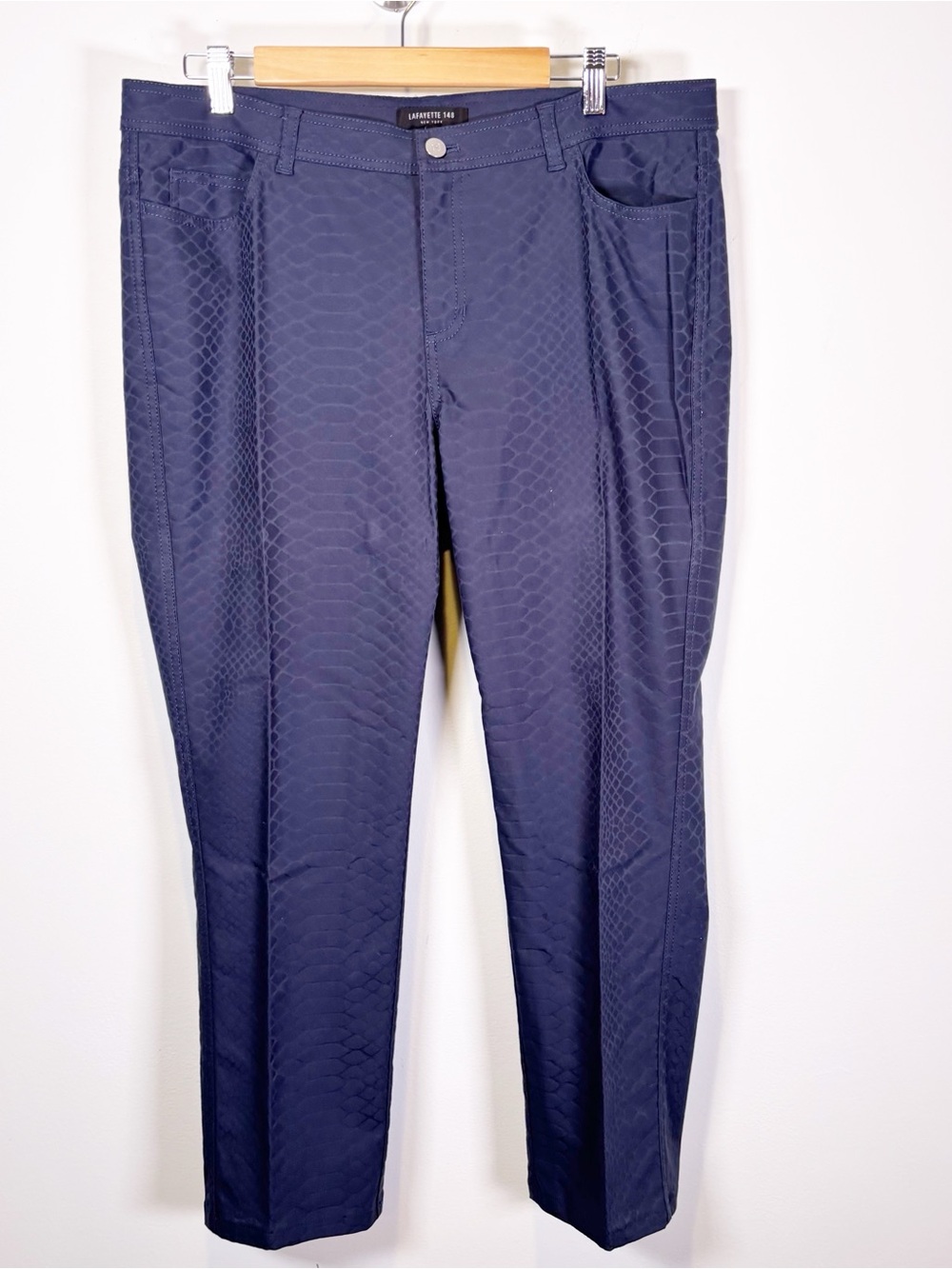 Lafayette 148 Blue Snakeskin Ankle Pants